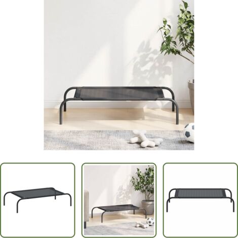 Cama elevada para perros -  Cama de perro elevada negra textilene S