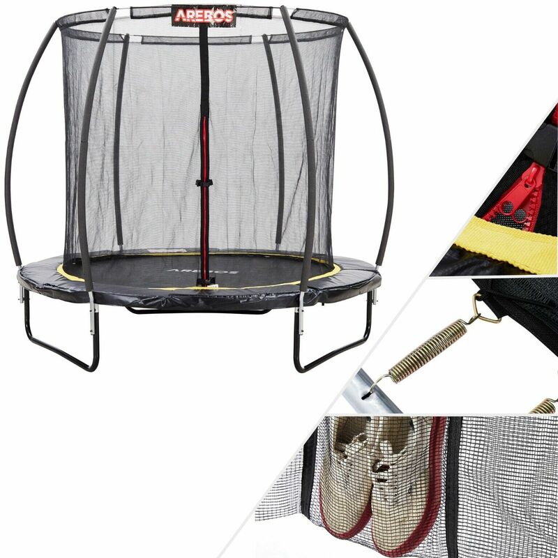 

Cama elástica de jardín 8 pies 244 cm Calabaza curva con red de seguridad - Negro - Arebos