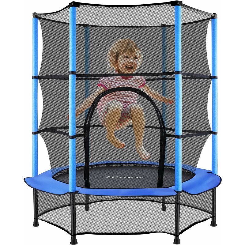 

Cama elástica exterior para niños, diámetro 150 cm, con red de seguridad, doble cierre deslizante y cubrepiernas, antideslizante, anti UV, capacidad