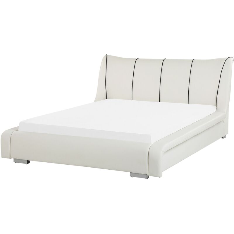 

Cama en piel blanca con somier 140x200 cm NANTES