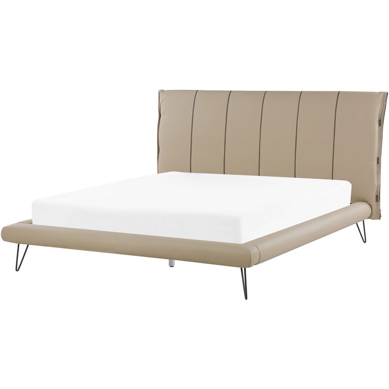 

Beliani - Cama en piel sintética beige 160x200 cm BETIN
