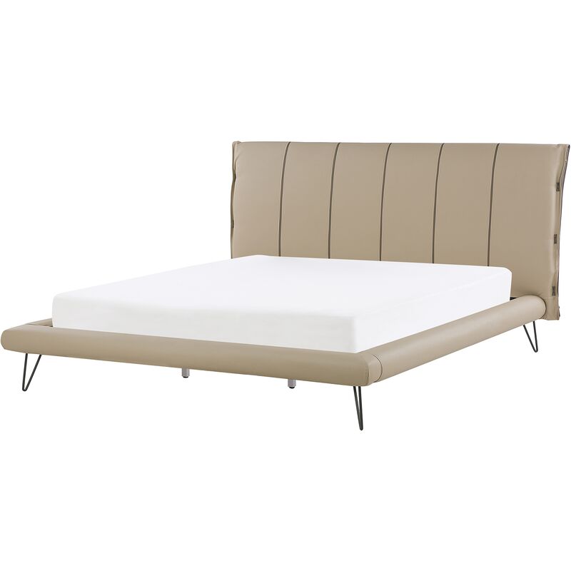 

Beliani - Cama en piel sintética beige 180x200 cm BETIN