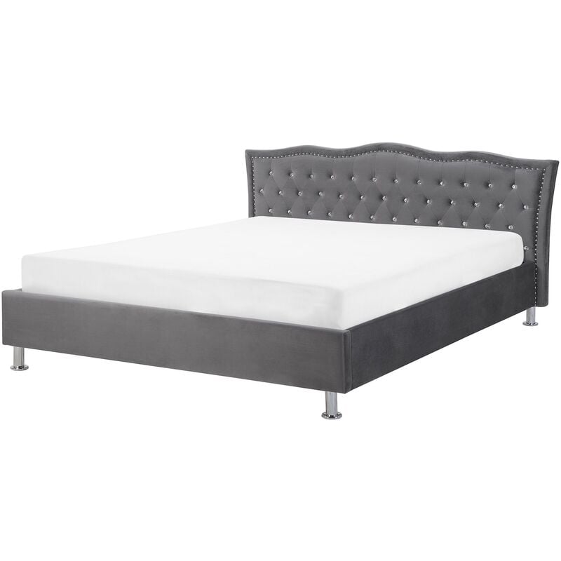 

Cama de terciopelo gris oscuro 160 x 200 cm METZ