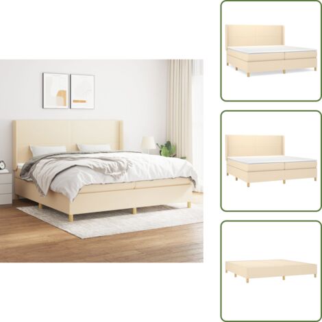 Cama ensacada - vidaXL Cama box spring con colchón tela color crema 200x200 cm - Cama de espuma
