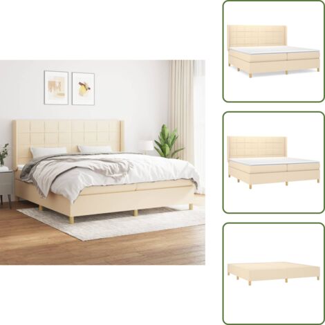 Cama ensacada - vidaXL Cama box spring con colchón tela color crema 200x200 cm - Cama de espuma