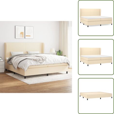 Cama ensacada - vidaXL Cama box spring con colchón tela color crema 200x200 cm - Cama de espuma