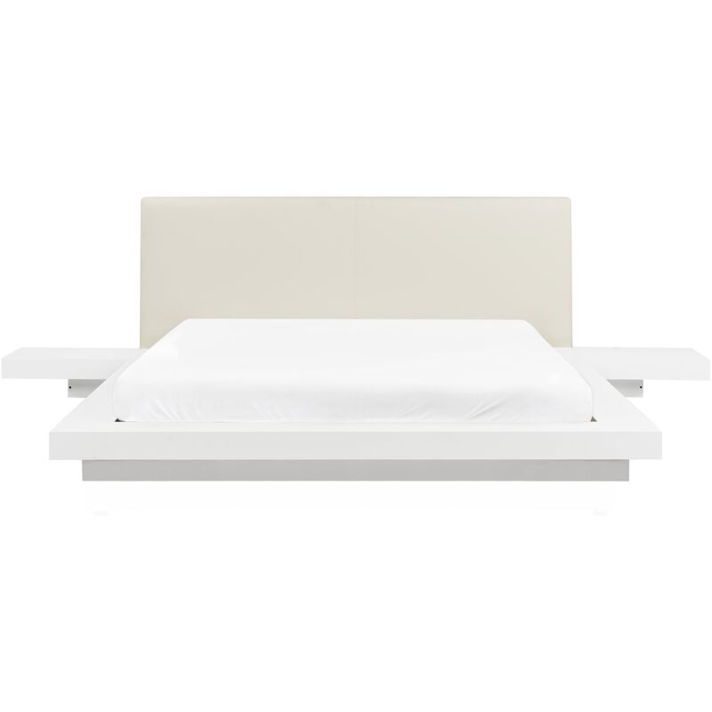 

Beliani - Cama de piel sintética blanco 160 x 200 cm ZEN