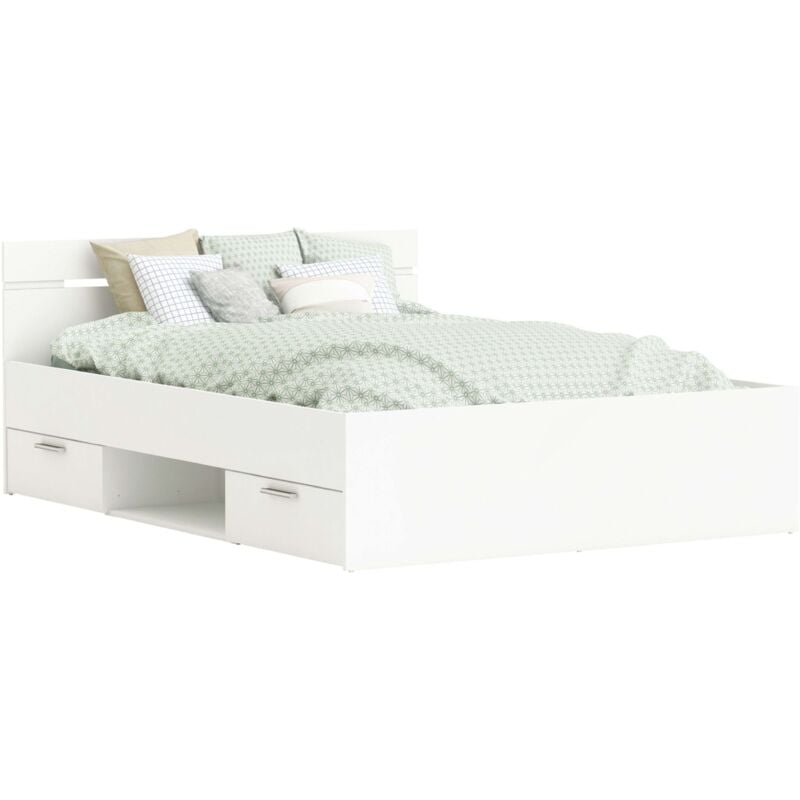 

Cama Estructura Blanca 2 Cajones Dormitorio Juvenil Infantil Michigan Estilo Moderno 135 O 140 Cm