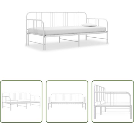 Cama extraíble -  Sofá cama extraíble sin colchón metal blanco 90x200cm
