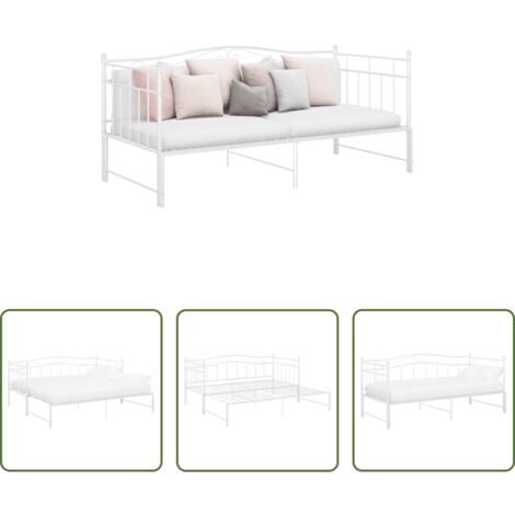Cama extraíble -  Sofá cama extraíble sin colchón metal blanco 90x200cm