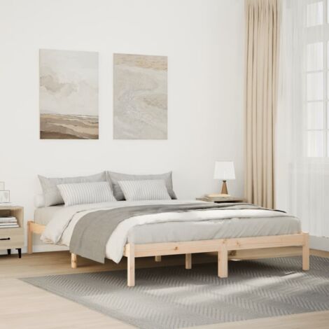 Cama extralarga sin colchón madera maciza de pino 140x220 cm