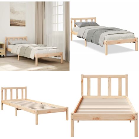 Cama extralarga sin colchón madera maciza de pino 90x220 cm - Cama sin colchón - Cama extralarga