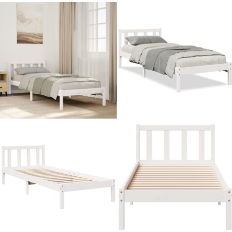 Cama extralarga sin colchón madera maciza pino blanca 100x210cm - Cama extralarga - Cama sin colchón