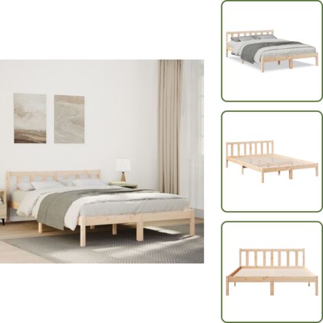 Cama extralarga - vidaXL Cama extralarga sin colchón madera maciza de pino 140x210 cm - Cama de madera maciza