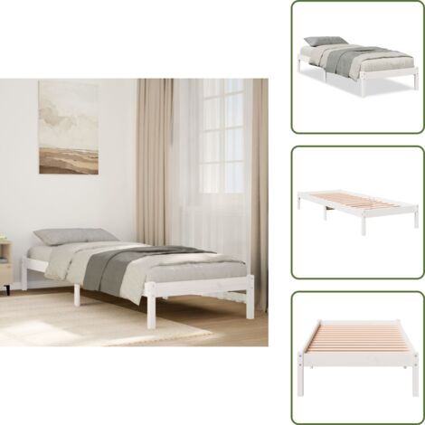 Cama extralarga - vidaXL Cama extralarga sin colchón madera maciza pino blanca 90x220 cm - Cama de madera maciza