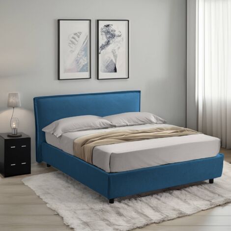 Cama Francesa Bronte, desenfundable, Made in Italy, azul