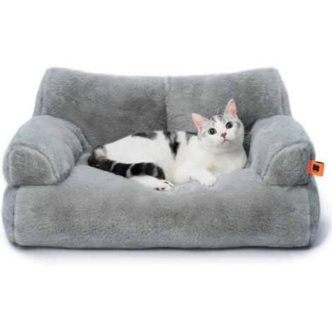 Cama grande para gatos, 66 x 48 cm, suave y acogedora, ideal para perros medianos y pequeños, moderna y con base antideslizante (gris)