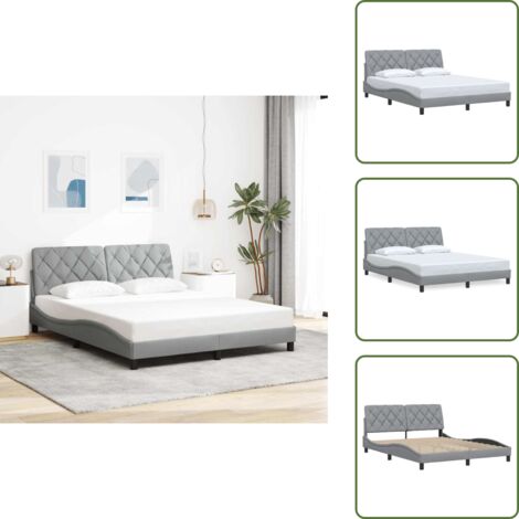 Cama gris claro - vidaXL Estructura de cama sin colchón tela gris claro 160x200 cm - Cama con cabecero