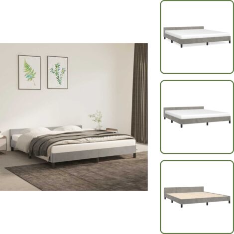 Cama gris claro - vidaXL Estructura de cama sin colchón terciopelo gris claro 160x200 cm - Cama con cabecero