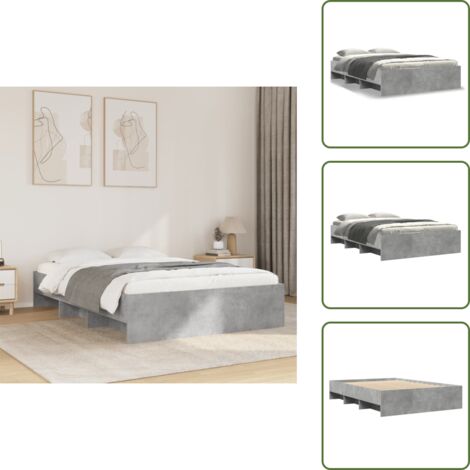Cama gris hormigón - vidaXL Estructura de cama madera de ingeniería gris hormigón 120x190cm - Somier de láminas