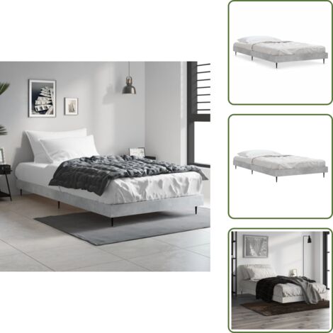 Cama gris hormigón - vidaXL Estructura de cama madera de ingeniería gris hormigón 90x200cm - Cama con listones
