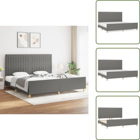 Cama gris oscuro - vidaXL Cama sin colchón tela gris oscuro 200x200 cm - Cama con cabecero ajustable
