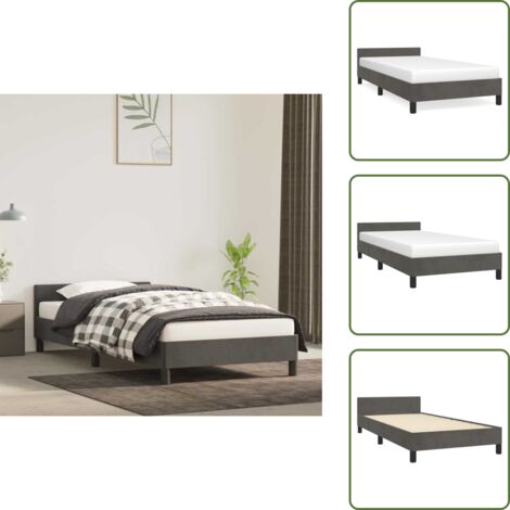 Cama gris oscuro - vidaXL Estructura de cama sin colchón terciopelo gris oscuro 90x200 cm - Cama con cabecero