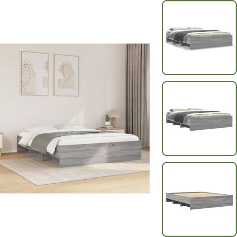 Cama gris Sonoma - vidaXL Estructura de cama madera de ingeniería gris Sonoma 150x200 cm - Somier de láminas