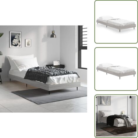 Cama gris Sonoma - vidaXL Estructura de cama madera de ingeniería gris Sonoma 75x190 cm - Cama de madera con patas metálicas