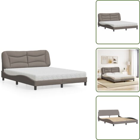Cama gris taope - vidaXL Cama con colchón Hvar de tela gris taupe 160x200 cm - Cama con cabecero
