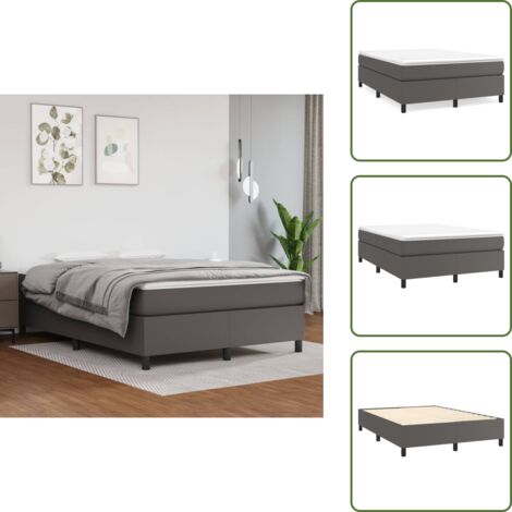 Cama gris - vidaXL Cama box spring con colchón cuero sintético gris 140x200 cm - Cama de muelles ensacados