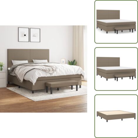 Cama gris - vidaXL Cama box spring con colchón tela gris taupe 160x200 cm - Cama de madera