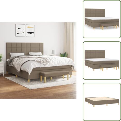 Cama gris - vidaXL Cama box spring con colchón tela gris taupe 160x200 cm - Cama de muelles ensacados
