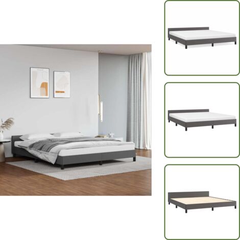 Cama gris - vidaXL Estructura de cama con cabecero sin colchón gris 180x200 cm - Cama con patas