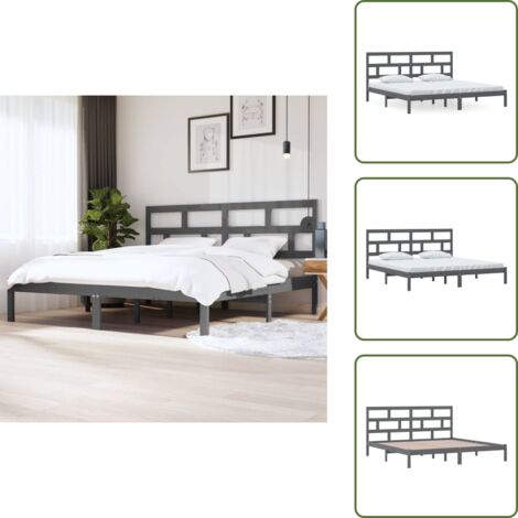 Cama gris - vidaXL Estructura de cama de madera maciza de pino gris 200x200 cm - Cama de madera maciza