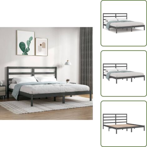 Cama gris - vidaXL Estructura de cama de madera maciza de pino gris 200x200 cm - Cama de madera maciza