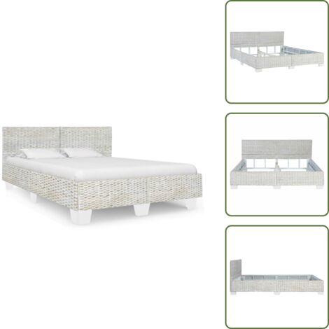 Cama gris - vidaXL Estructura de cama de ratán natural gris 160x200 cm - Cama de madera