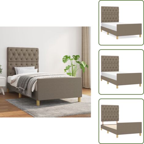 Cama gris - vidaXL Estructura de cama sin colchón tela gris taupe 80x200 cm - Cama con cabecero