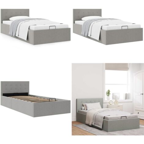 Cama hidráulica almacenaje sin colchón gris claro 100x200 cm - Almacenamiento bajo colchón - Cama con compartimento