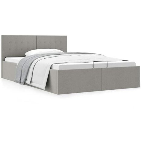 Cama hidráulica almacenaje sin colchón gris claro 120x200 cm