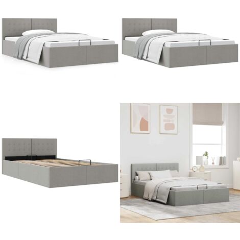 Cama hidráulica almacenaje sin colchón gris claro 140x200 cm - Almacenamiento bajo colchón - Cama con compartimento
