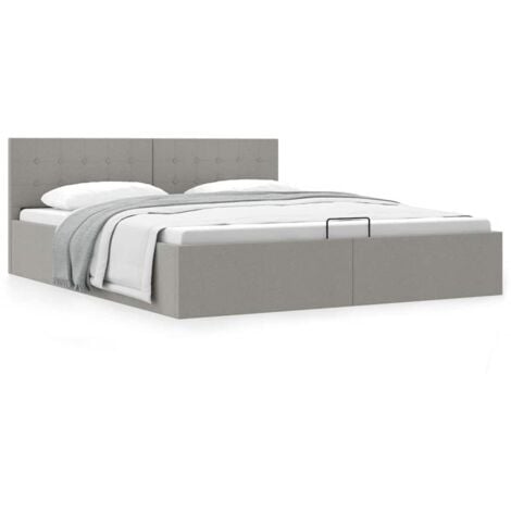 Cama hidráulica almacenaje sin colchón gris claro 160x200 cm