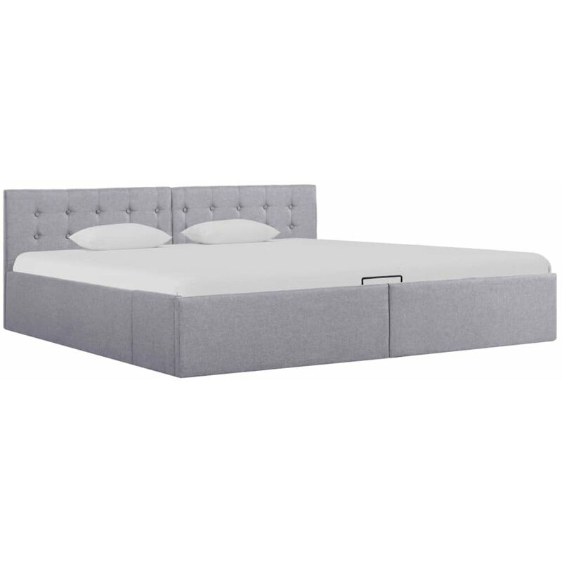

Cama hidraulica con almacenaje y LED tela gris claro 180x200 cm