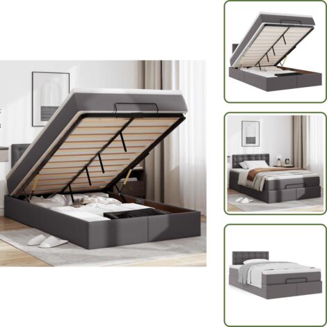 Cama hidráulica - vidaXL Estructura cama otomana colchón gris 120x190 cm cuero sintético - Cama con cabecero