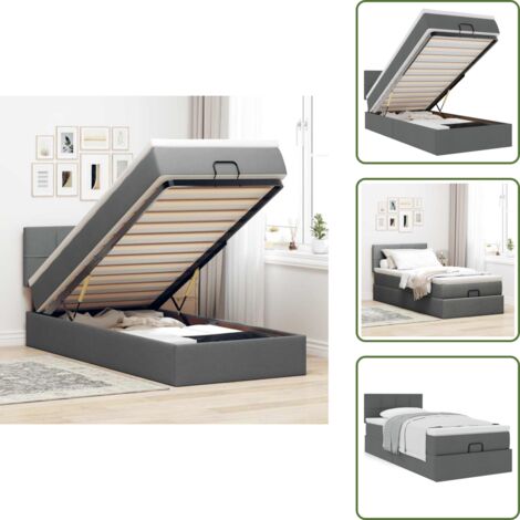 Cama hidráulica - vidaXL Estructura cama otomana colchón tela gris oscuro 80x200cm - Estructura de cama