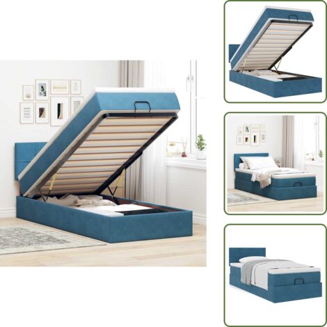 Cama hidráulica - vidaXL Estructura cama otomana colchón terciopelo azul oscuro - Cama con cabecero