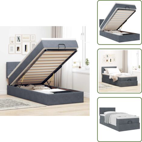Cama hidráulica - vidaXL Estructura cama otomana colchón terciopelo gris oscuro 90x190cm - Estructura de cama
