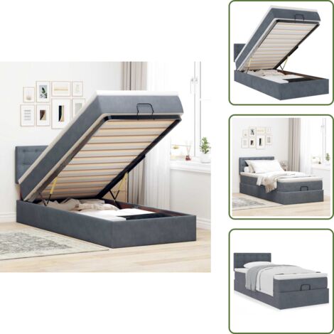 Cama hidráulica - vidaXL Estructura cama otomana colchón terciopelo gris oscuro - Cama con cabecero
