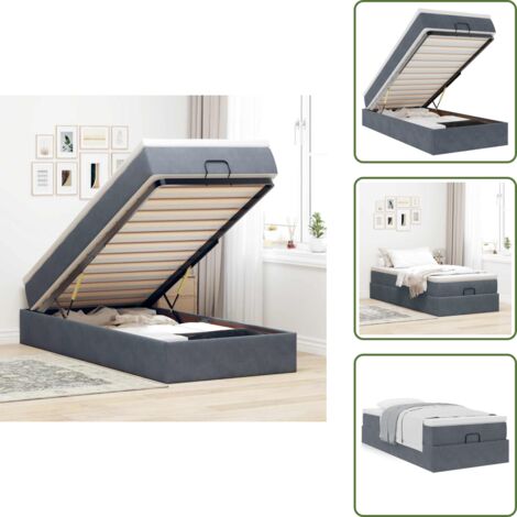 Cama hidráulica - vidaXL Estructura cama otomana colchón terciopelo gris oscuro - Cama con estructura