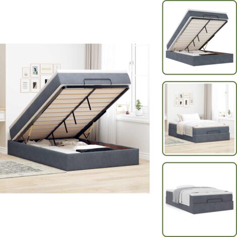 Cama hidráulica - vidaXL Estructura cama otomana colchón terciopelo gris oscuro - Colchón ensacado